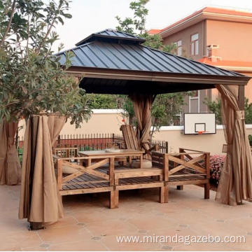 patio gazebo with metal frame steel roof prefab